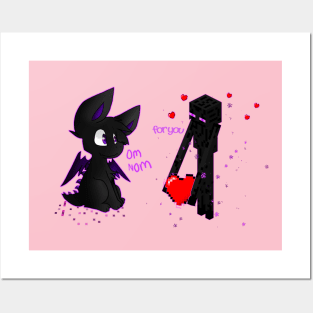 minecraft ender man in love with ender dragon valentine Posters and Art